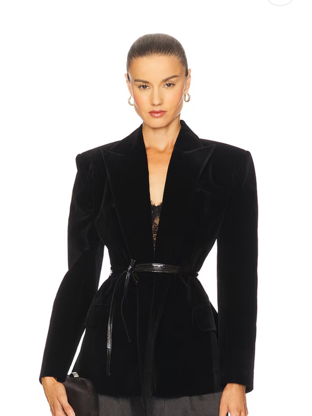 Ceren Ocak Belt Detailed Jacket in Black